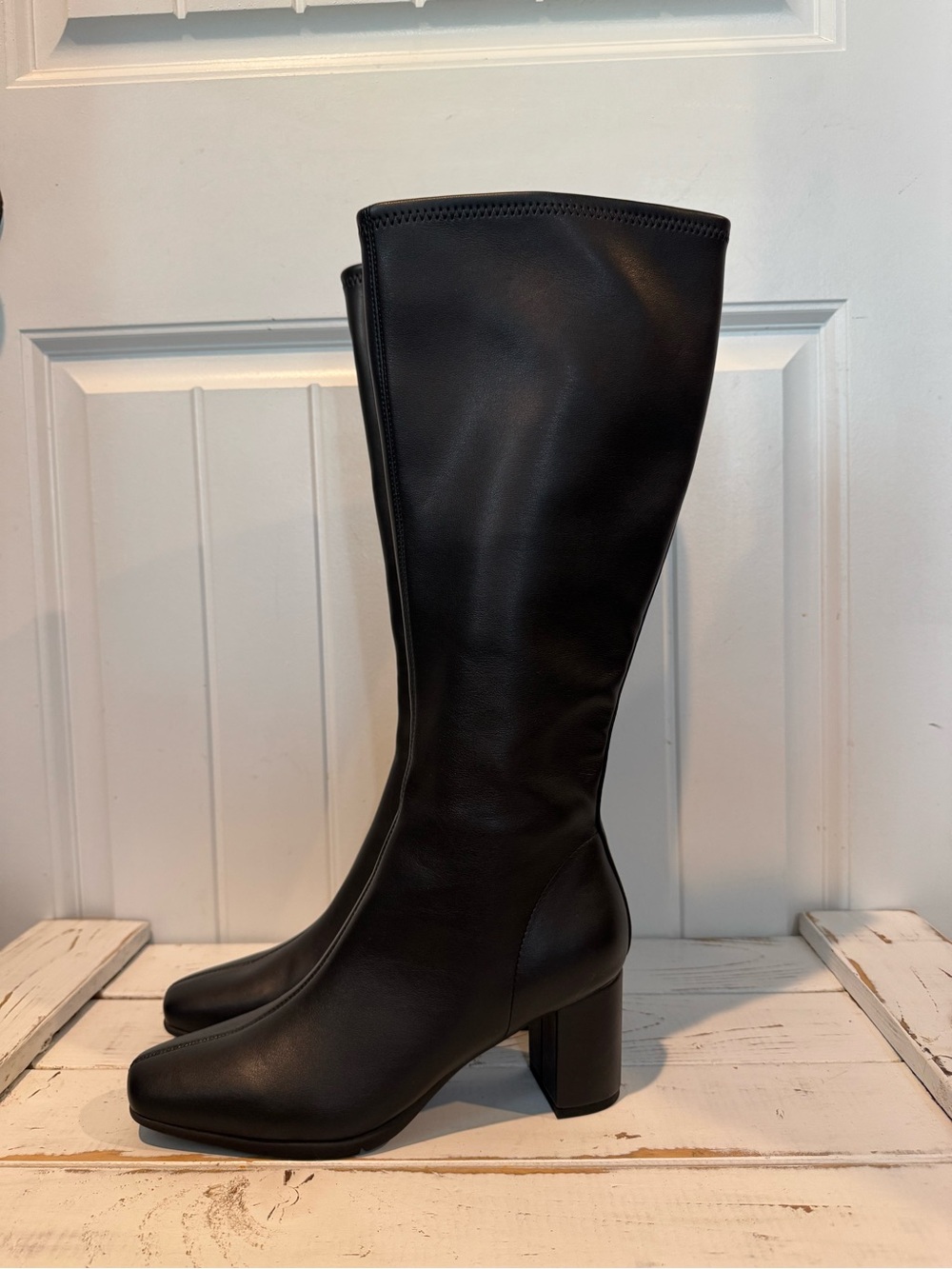 AEROSOLES Black Knee-High Block Heel Boots 8.5